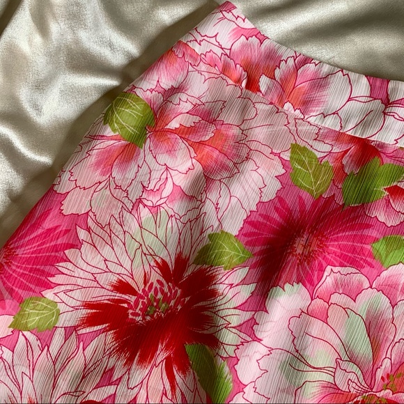 Y2K Pink Layered Floral Gauzy Midi Skirt - Picture 8 of 11